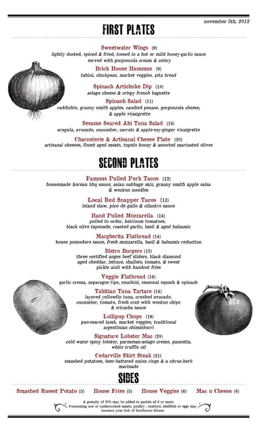 Menu at Sweetwater pub & bar, Boynton Beach