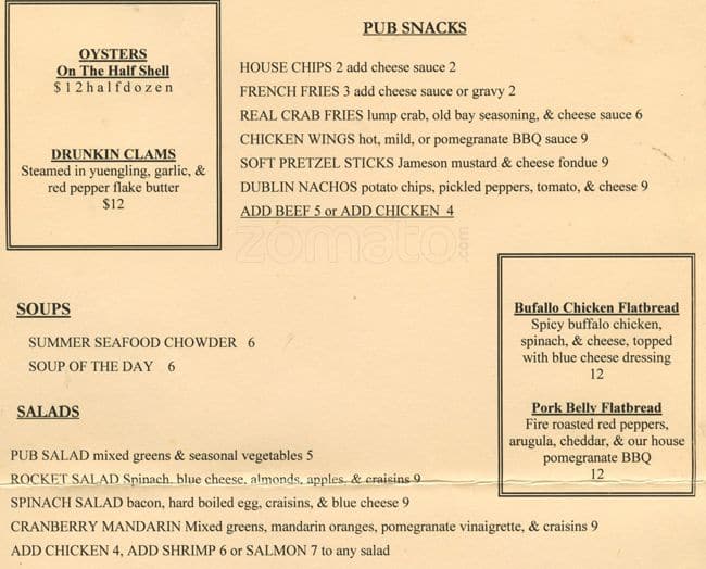 Sligo Menu, Menu for Sligo, Glen Mills, Delaware County Urbanspoon/Zomato