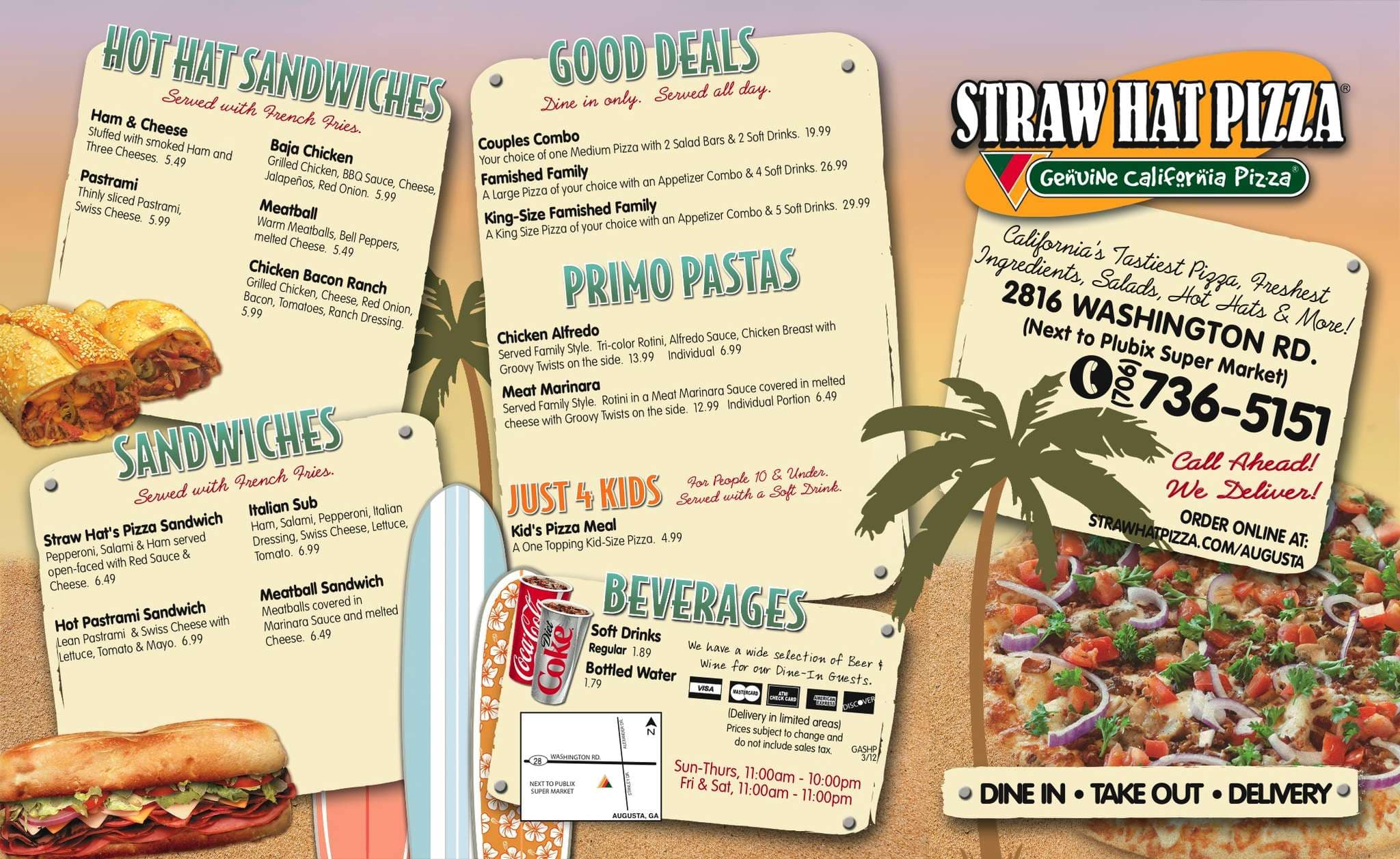 Straw Hat Pizza Menu, Menu for Straw Hat Pizza, Augusta, Augusta