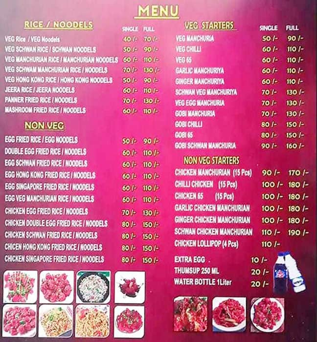 Menu of Chinese Kitchen, Moosapet, Hyderabad