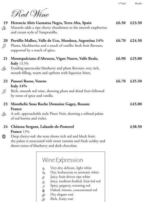 Menu at Terrace Restaurant at Hyde Park, London