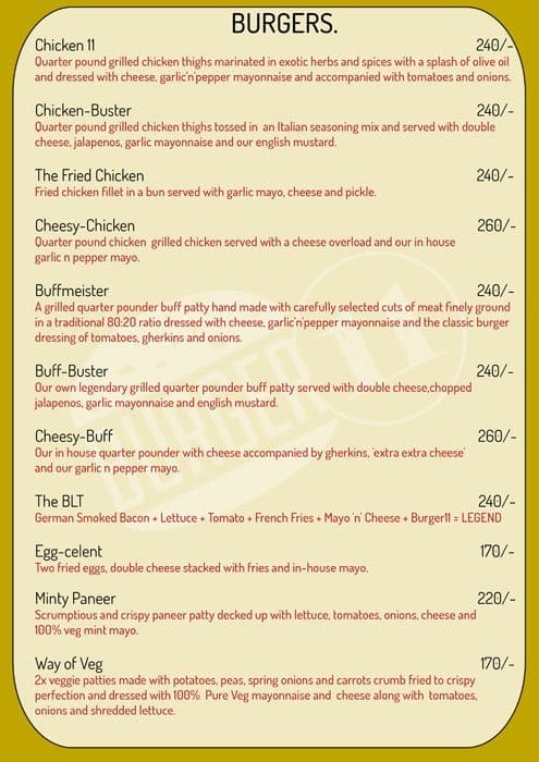 Burger 11 Menu, Menu for Burger 11, Pune - Zomato