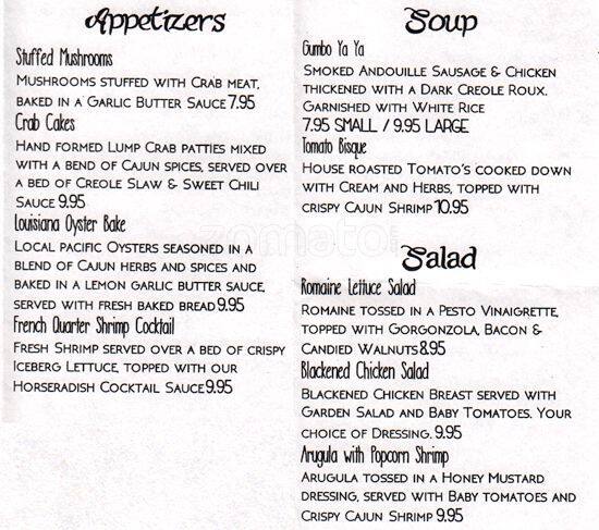 Menu at Bourbon Street Bar and Grill, Puyallup