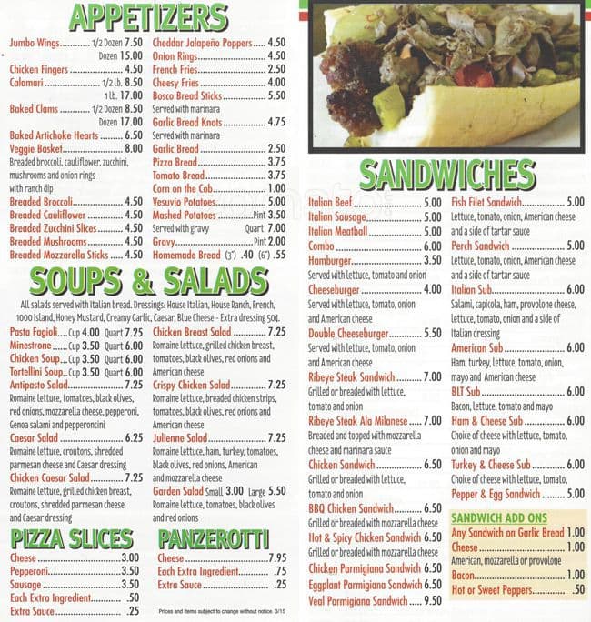 tower of pizza menu