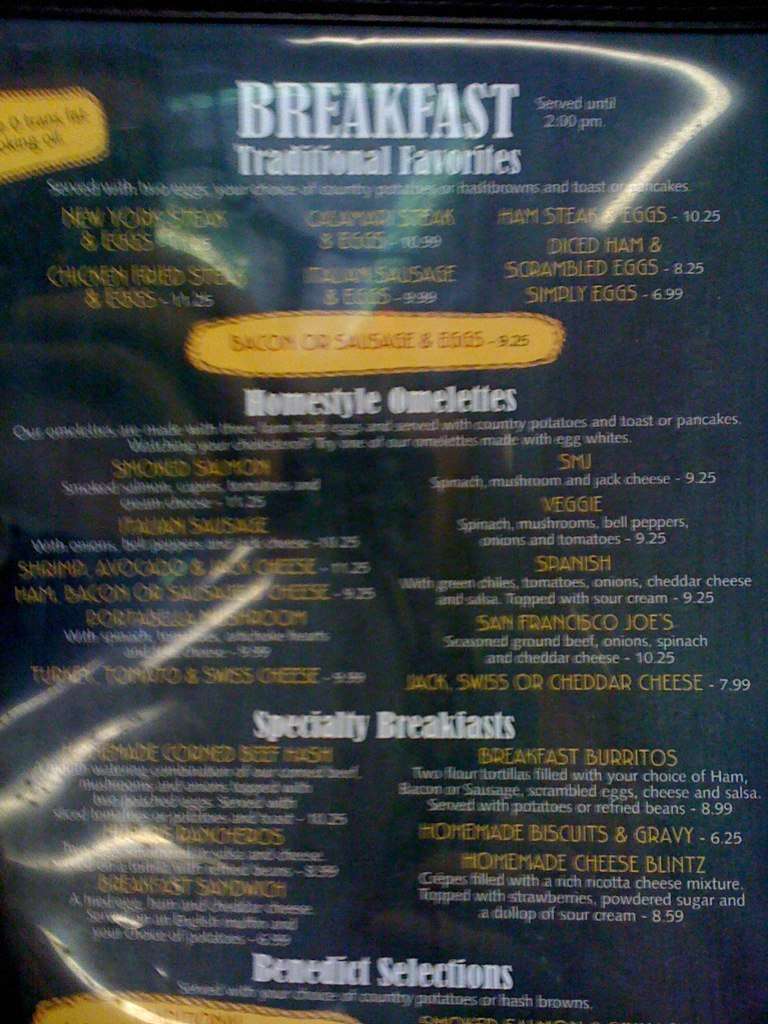 Menu at Rivers Edge Cafe, Sacramento