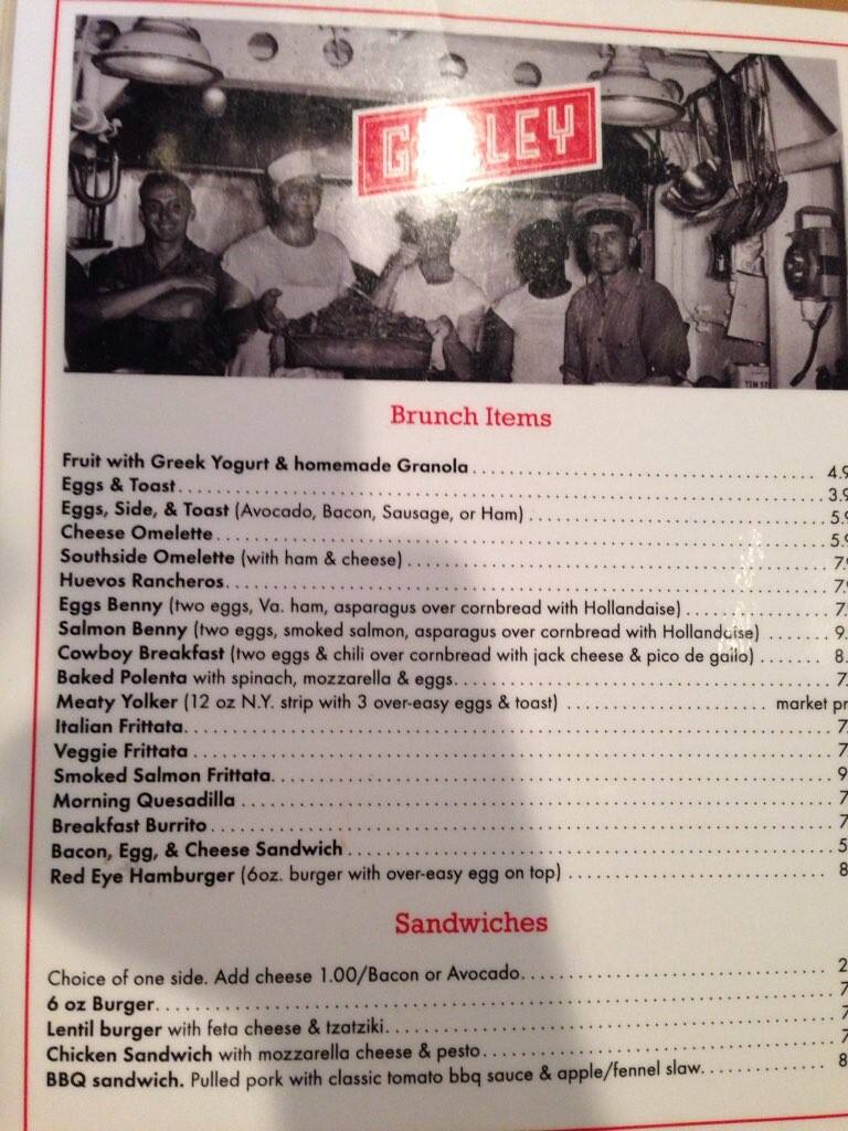 Galley Menu, Menu for Galley, Cherokee Hills, Richmond Urbanspoon/Zomato