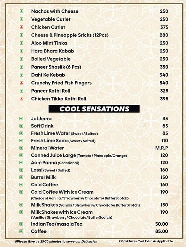 Menu of Landmark NX, City Center, Gwalior Menu of Landmark NX, City Center, Gwalior
