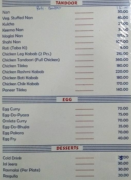 Hotel Apsara menu