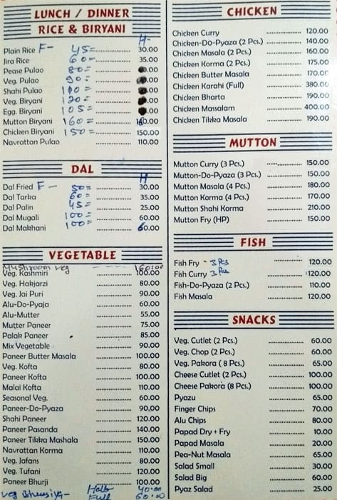 Hotel Apsara menu