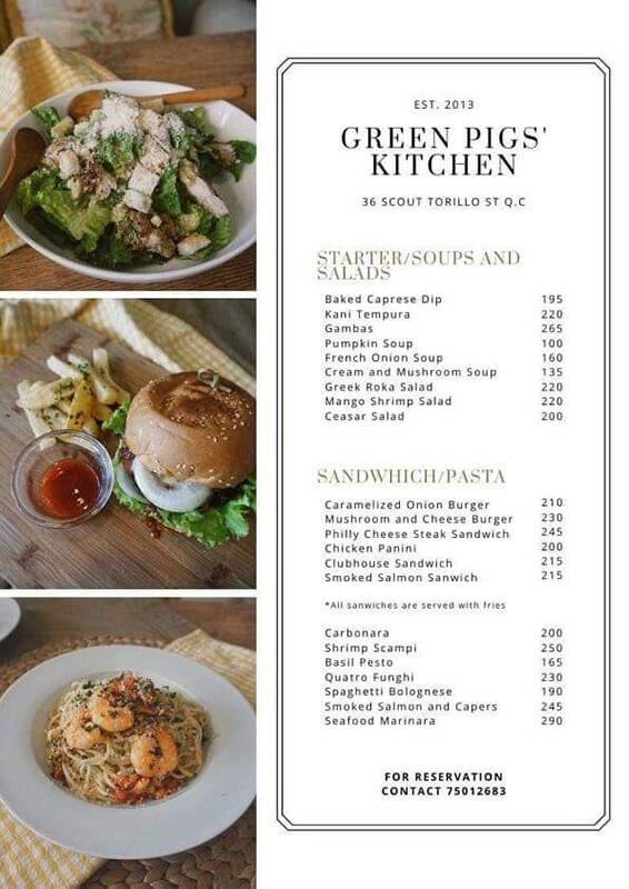 Menu at Green Pigs' Kitchen Co, Quezon City