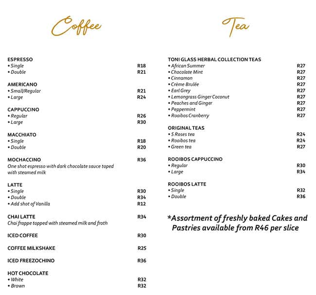 Menu at Thyme On Nicol restaurant, Johannesburg