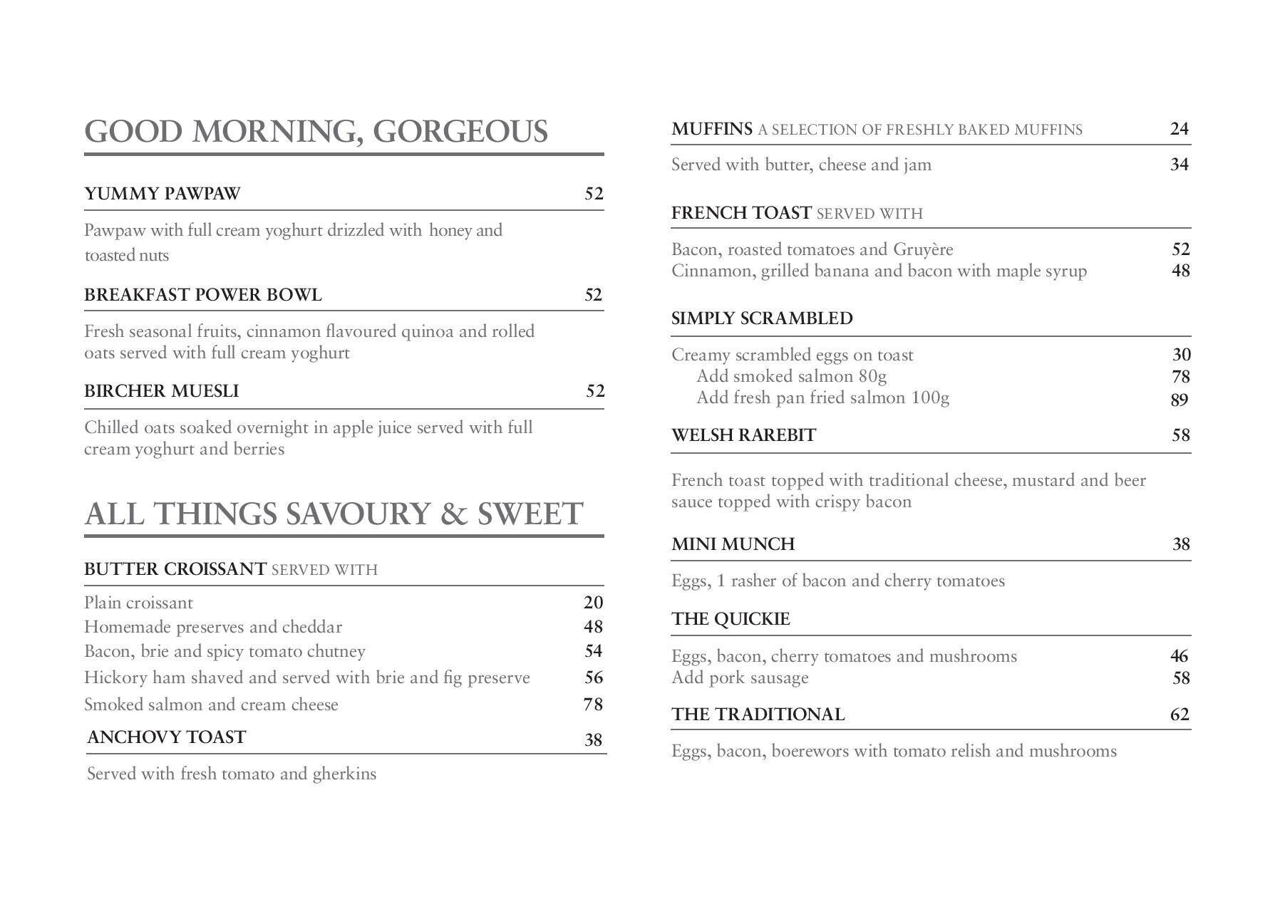 Thyme on Nicol Menu, Menu for Thyme on Nicol, Bryanston, Sandton