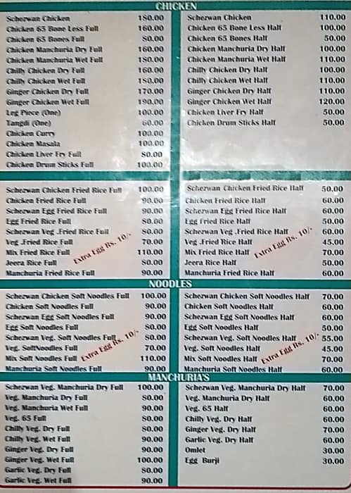 The Millennium 2000 Indian And Chinese Fast Food menu
