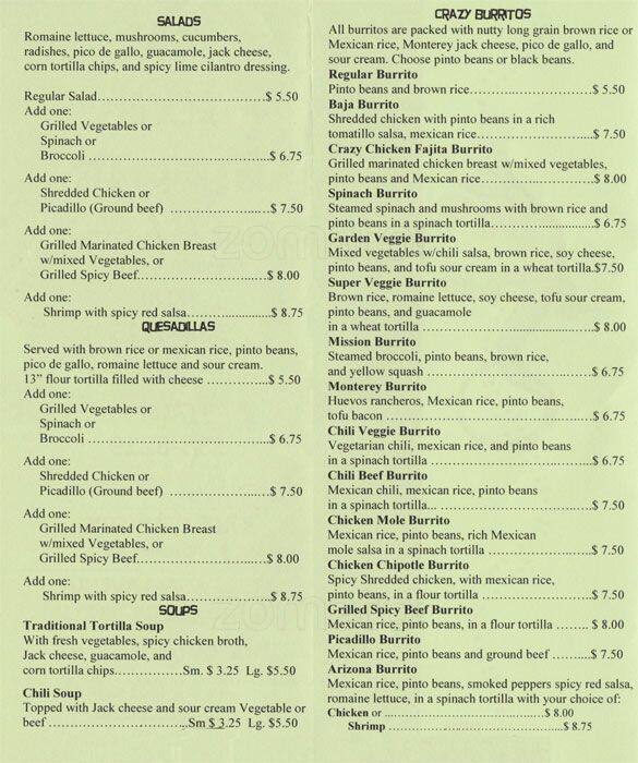 El Loco Burrito Menu, Menu for El Loco Burrito, Williamsburg, New York