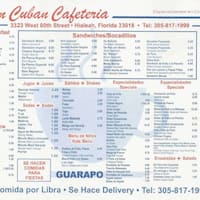 Latin Cuban Cafeteria Menu Menu For Latin Cuban Cafeteria