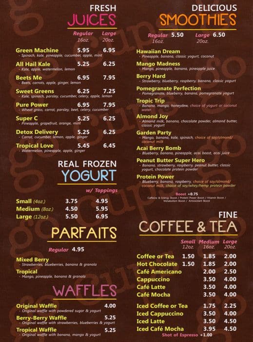 Go Cups Menu, Menu untuk Go Cups, Upper East Side, New York City