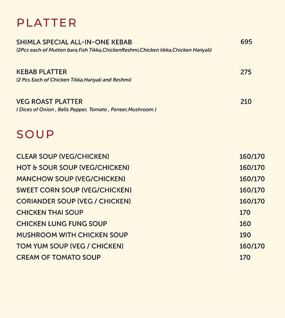 Shimla Biryani menu