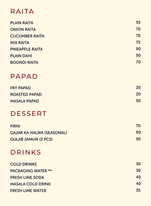 Shimla Biryani menu