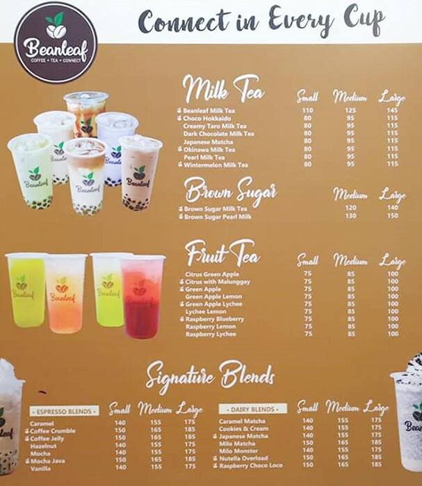 Menu at Bean Leaf cafe, Las Pinas, AlabangZapote Rd