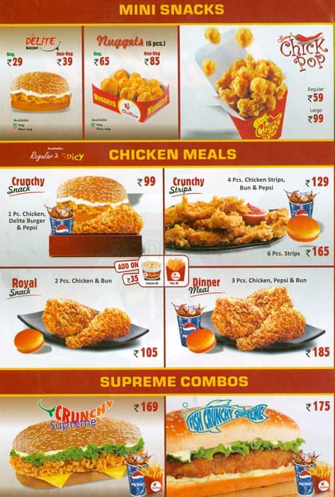 Menu at Chicking Fried Chicken, Delhi, SF 37