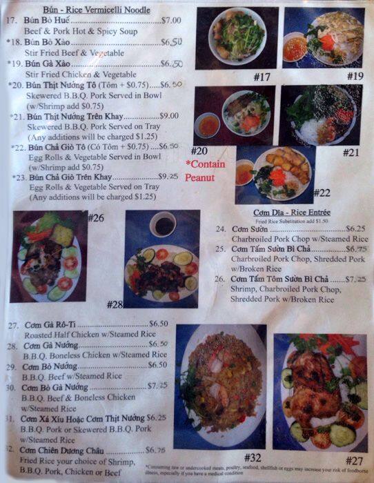 Menu at Vien Dong Restaurant,