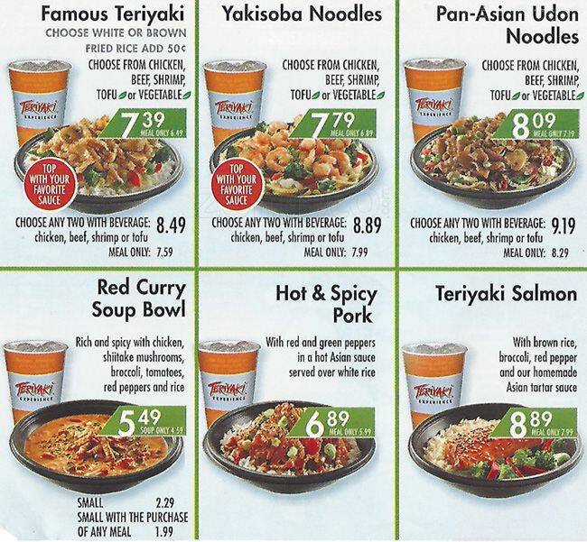 Teriyaki Experience Menu, Menu for Teriyaki Experience, Cupertino