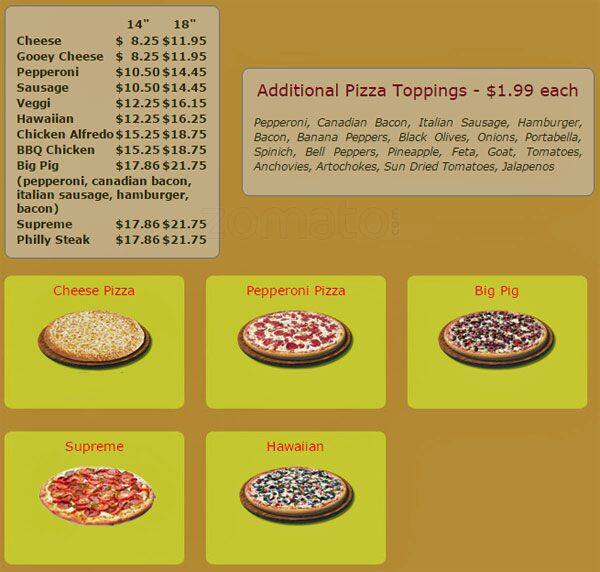 Carta de Hampton Pizza