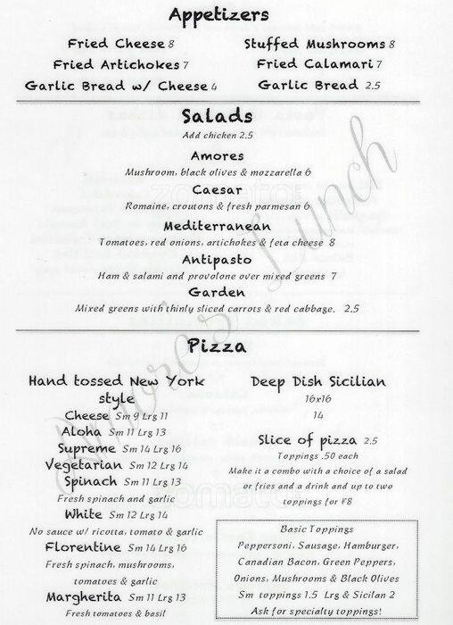 Amore's Pasta & Pizza Menu Urbanspoon/Zomato