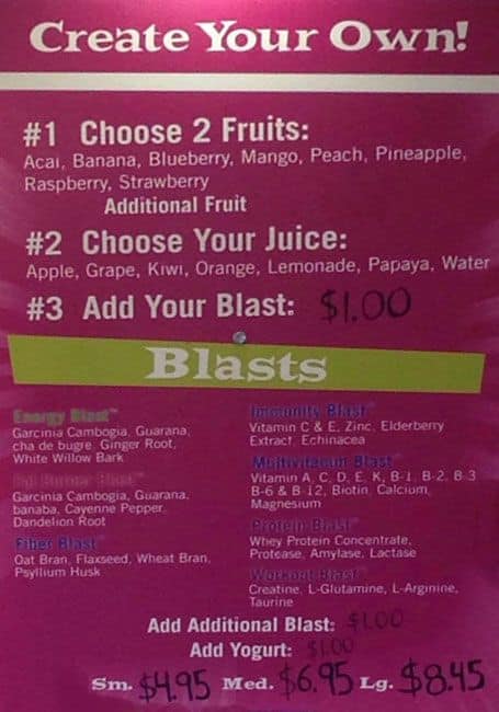 Menu at Planet Smoothie pub & bar, West New York, One Pennsylvania Plaza