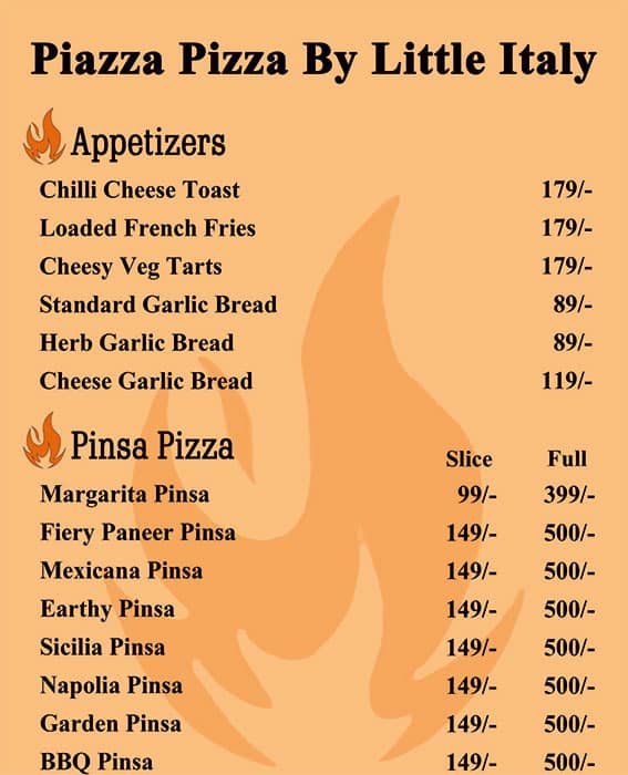 Little italy pizza deals menu