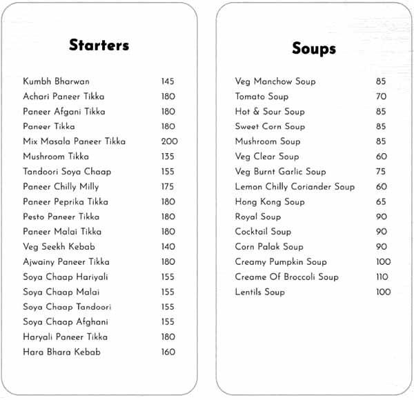 Menu of Radhe Radhe Pure Veg Family Restaurant, Bhandup, Mumbai