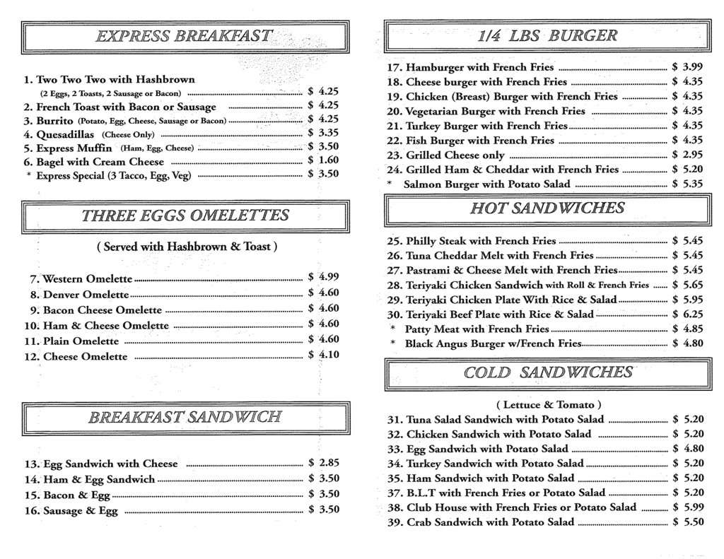Express Deli Menu, Menu for Express Deli, Westlake, Los Angeles