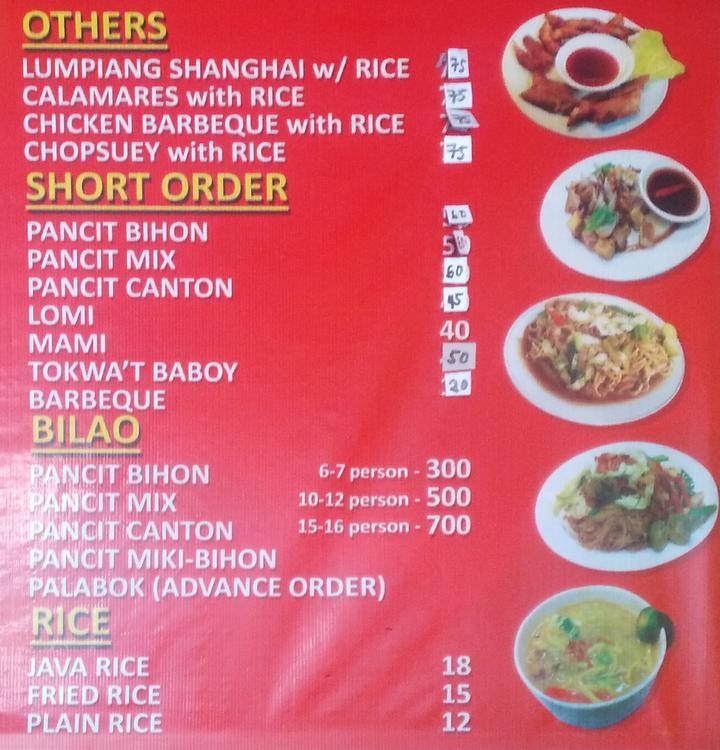 Ambo Sizzling menu