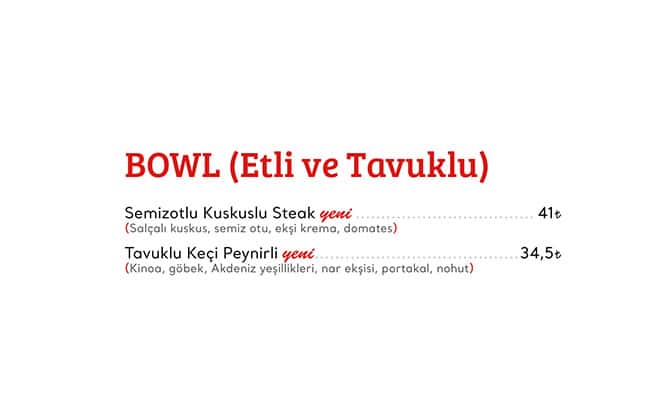 Cookshop menu