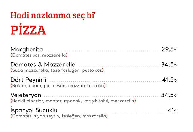 Cookshop menu