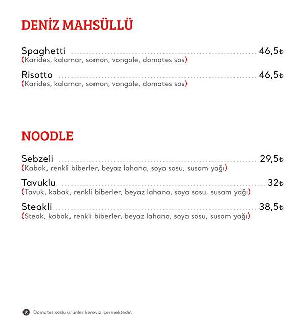 Cookshop menu