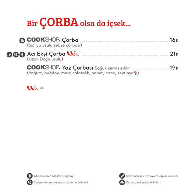 Cookshop menu