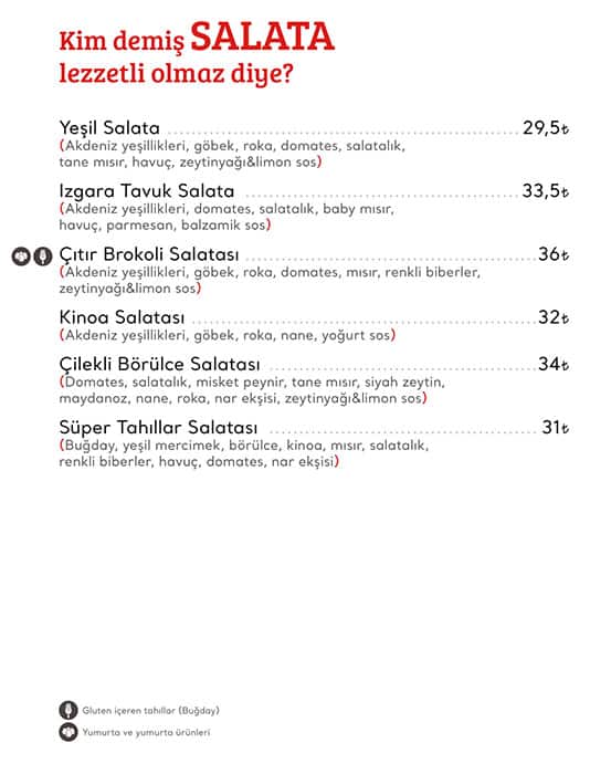 Cookshop menu