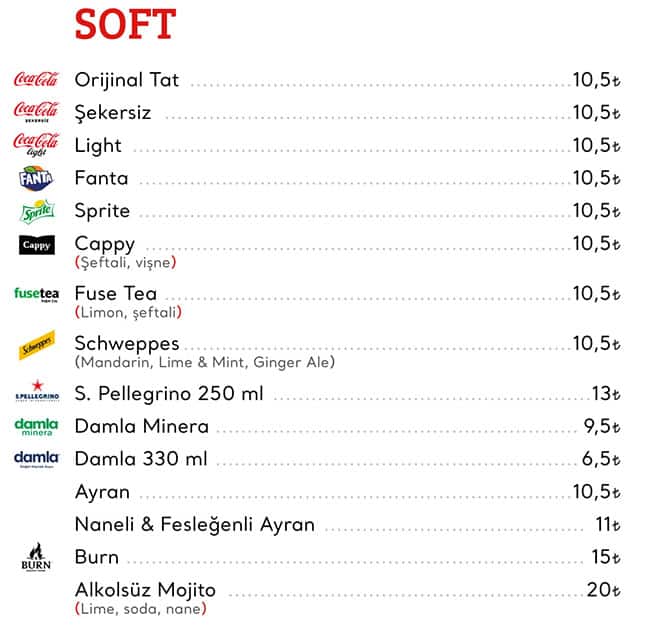 Cookshop menu