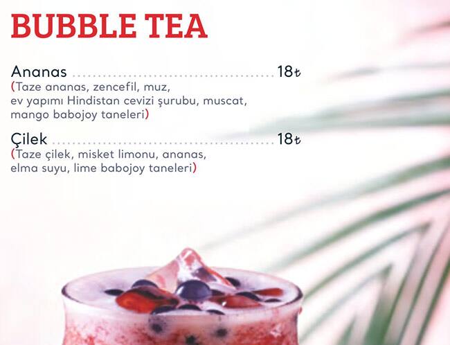 Cookshop menu