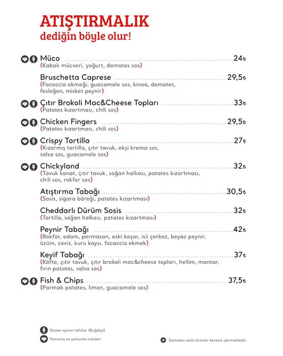 Cookshop menu