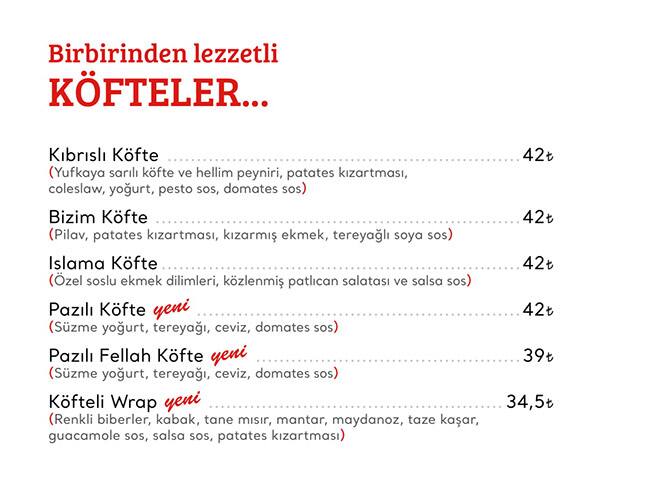 Cookshop menu