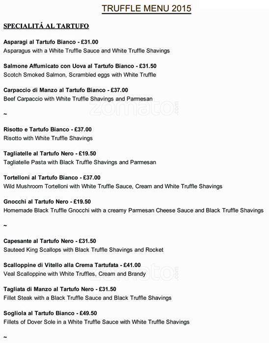 Menu at Sale e Pepe restaurant, London