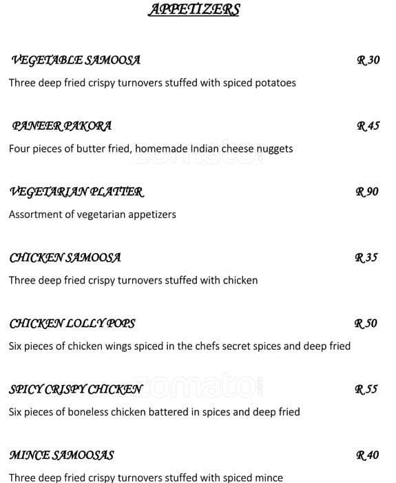 Velvet Lounge Menu, Menu for Velvet Lounge, Windermere, Durban Zomato SA