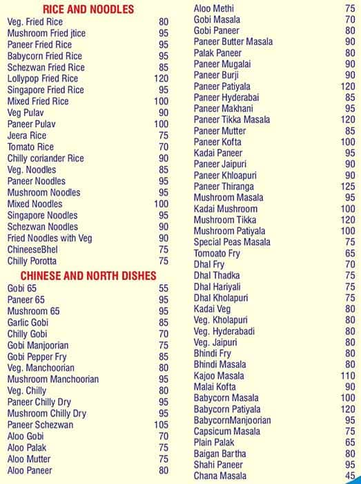 Menu at Shenoy's Pure Veg Hotel, Aluva