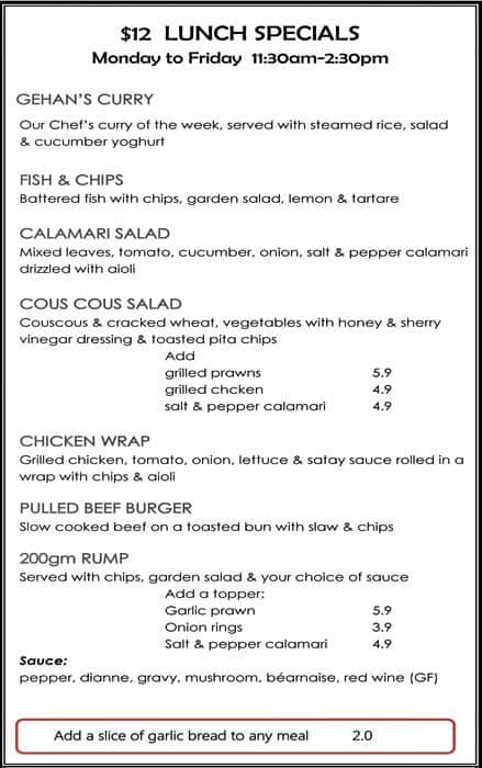 Lord Stanley Hotel Menu For Woolloongabba Lord Stanley Hotel Woolloongabba Menu