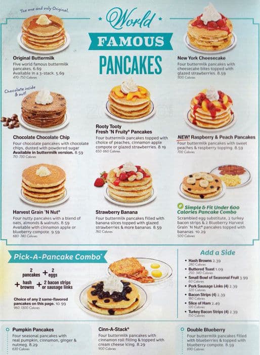 Menu at IHOP restaurant, New York City, 817 Allerton Ave