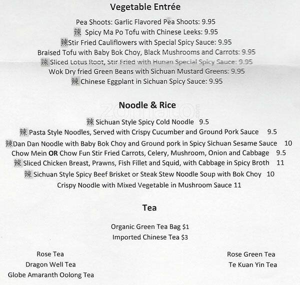 Yiping Restaurant menu