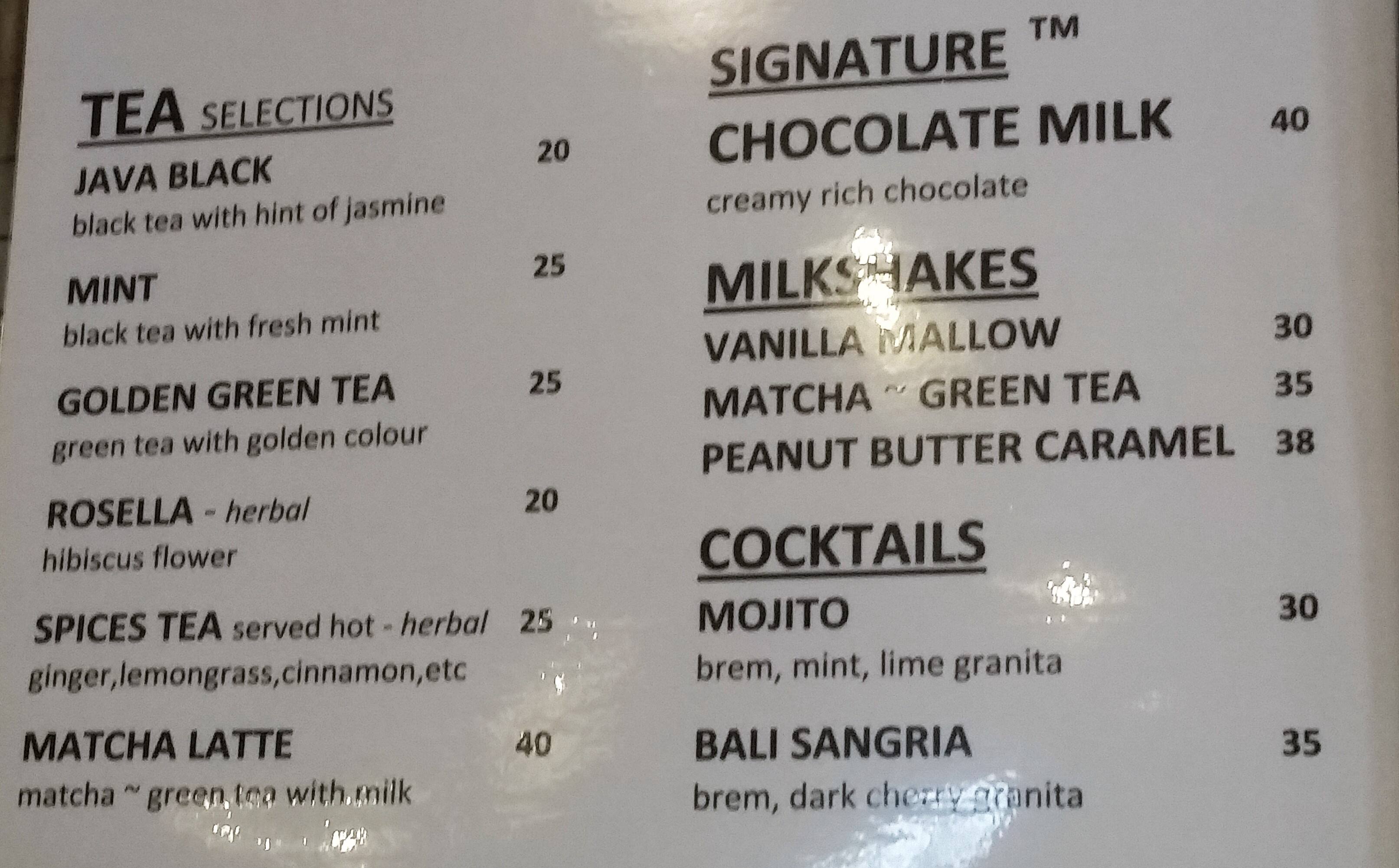 Menu at Caramel Patisserie & Cafe, Ubud