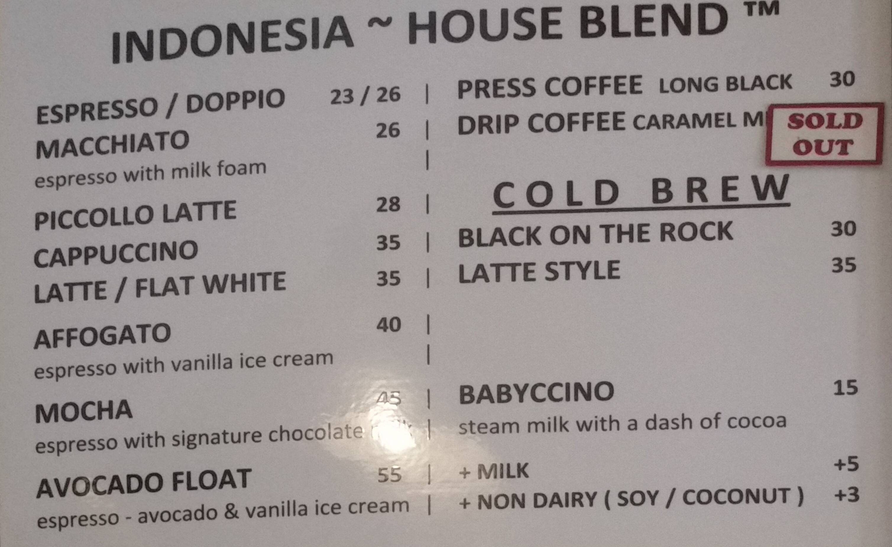 Menu at Caramel Patisserie & Cafe, Ubud